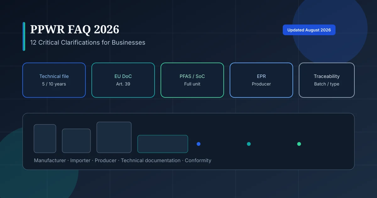 Commission européenne FAQ PPWR 2e édition août 2026 — stocks, PFAS, documentation technique et REP – Pier Compliance